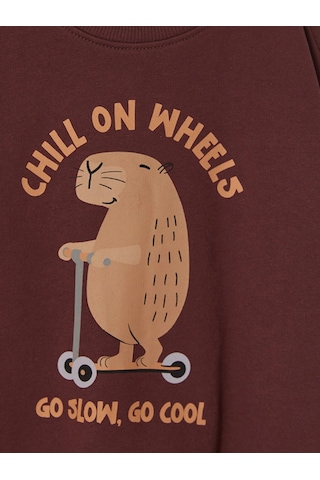 LC Waikiki Lcw Kids Bordo Baskılı Erkek Çocuk Kalın Sweatshirt