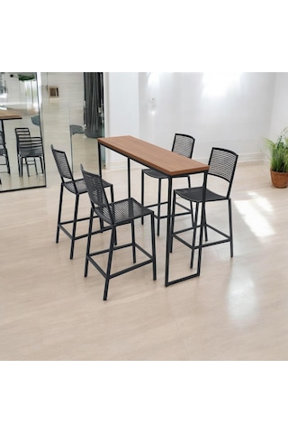 Queen Döküm 4 Kişilik Bar Masa Ve Sandalye Takımı Rehome Siyah