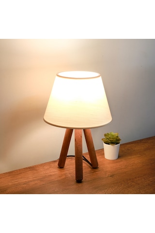 Homing AYD-3170 Tasarım Ahşap Başlıklı Abajur Krem