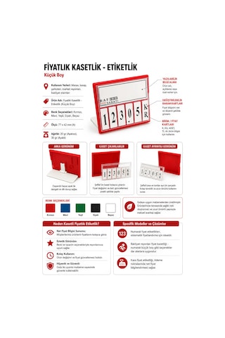 Fiyat Kasetlik Manav Kasap Şarküteri Etiketi Rakamlı Fiyatlık Ayaklı Küçük Boy 77x62 Mm Siyah