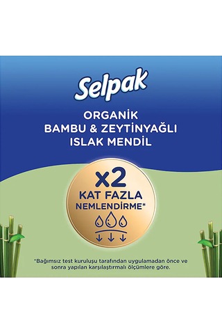 Selpak Organik Bambu Özlü & Organik Zeytinyağlı Islak Mendil 50'li Tekli