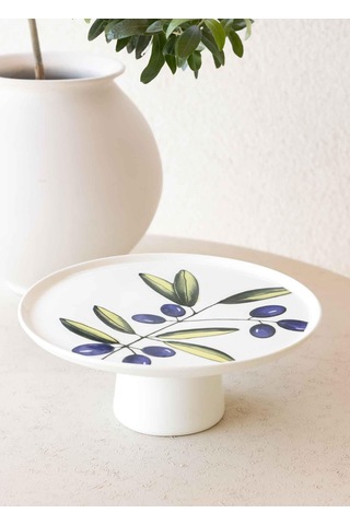The Mia Olivos Ayaklı Servis Tabağı 10x26 Cm Çok Renkli