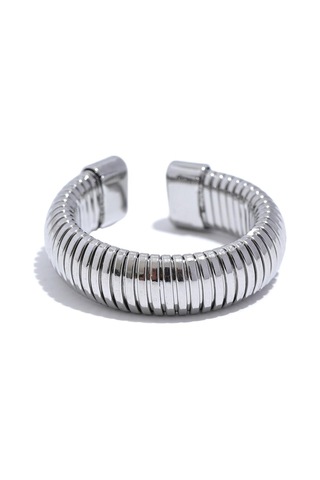 Gümüş Eetit Moda Paslanmaz Çelik Yuvarlak Elastik Açık Halka 2023 Minimalist 18k Pvd Kaplama Metal Klasik Doku Takı Anillo Bijoux Gümüş