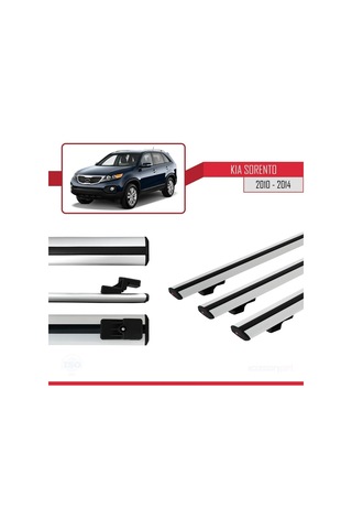 Kia Sorento 2010-2014 Arası İle Uyumlu Basic Model Ara Atkı Tavan Barı Gri 3 Adet