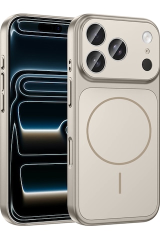 Apple Uyumlu iPhone 17 Pro Max Kılıf Şarj Özellikli Kamera Lensli 1.8mm İnce Sert Formen Kapak Gri