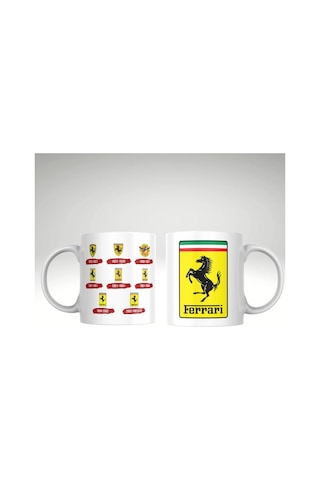 Applucky Ferrari Logo Tarihçesi Baskı Kupa Bardak Beyaz