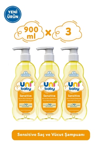 Uni Baby Sensitive Saç Ve Vücut Sampuanı 900 Ml X 3 Adet Tüm Saçlar