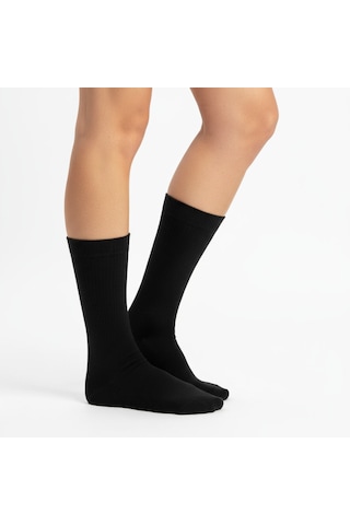 Gost Liria- 5 Li Siyah Ribanalı Unisex Soket Çorap Siyah
