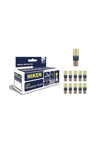 Niken Led Ampul T10 Canbus Park Ledi 24 Ledli 6500k Beyaz 12v-24v 10'lu Paket