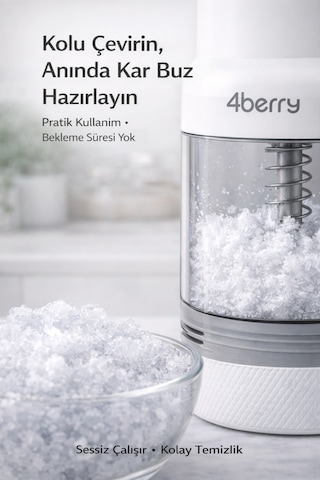 Mini Buz Kırıcı Ice Shaver Manuel, Bpa Free, Paslanmaz Çelik Bıçaklı, Taşınabilir Buz Rendesi Beyaz