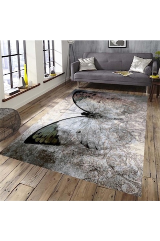 Doğuş 3Boyutluhalı 3D 739 Kelebek Kaymaz Halı 100X140 Cm