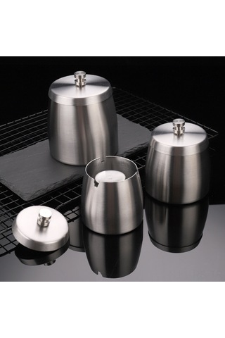 Reedark Paslanmaz Çelik Kapaklı Kişiselleştirilebilir Portatif Küllük, 400g Ağırlık, Dayanıklı Ve Şık Ev Aksesuarı.