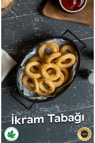 Azalea İkram Tabağı / Tepsisi Tel Kulplu Siyah