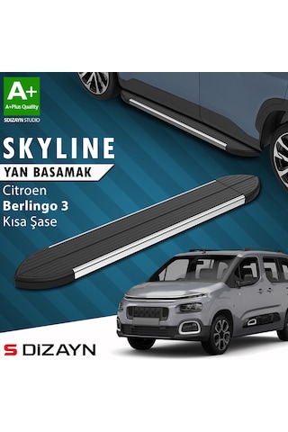 S-dizayn Citroen Berlingo 3 Kısa Şase Skyline Krom Yan Basamak 203 Cm 2018 Üzeri A+ Kalite