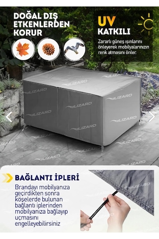 Mobilya Masa Sandalye Bahçe Koruma Kılıf Örtüsü Gri 320x200x75cm Su Geçirmez