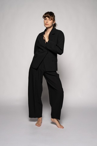 Kadın Siyah Bele Oturan Blazer Siyah