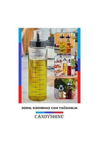500ml Cam Damlatmaz Yağdanlık Akıtmaz Cam Yağ Sirke Şişesi