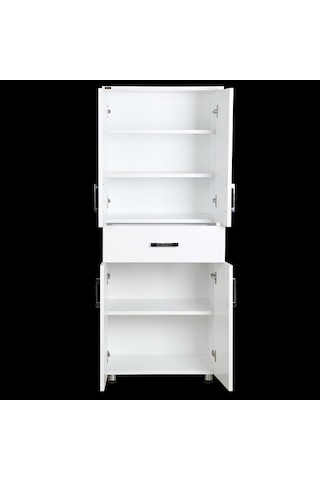 Çok Amaçlı Dolap Model Hard Parlak BEYAZ Suntalem 4Raf 1Çekmece 180 El Yapım Beyaz