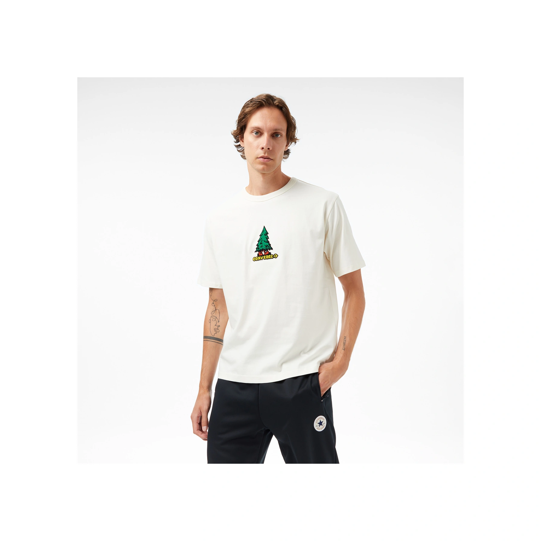 Converse Baskılı Erkek Krem T-shirt Cvm5t201 Krem