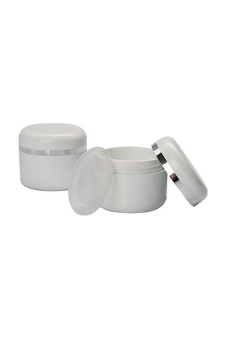 Plastik Krem Kavanozu Gri Şeritli Kapak 50 Ml 100 Adet Diğer