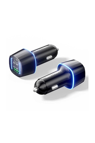 Vention 48w Çift Portlu Type-c 30w + Usb-a 18w Hızlı Araç Şarj Cihazı - Siyah