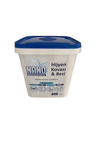 Nano Professıonal Hijyen Yüzey Islak Temizlik Havlusu Kova Mendil 315 Adet Beyaz