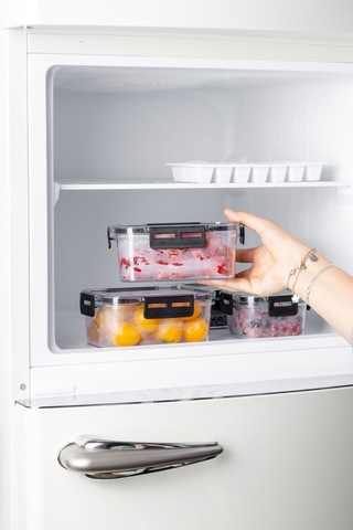 Nandy Home Kilit Kapaklı Dikdörtgen Clear Saklama Kabı Seti 3'lü - 900 ML Beyaz