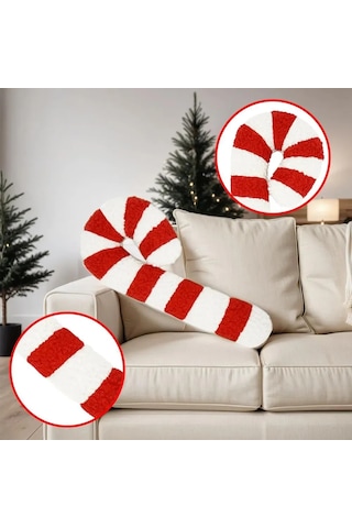 Şeker Kamışı Peluş Oyuncak, Rahat Yastık, Şirin Noel Kanepe Dekorasyonu Kırmızı