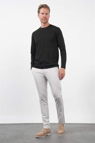 İmza Siyah Bisiklet Yaka Uzun Kol Örme Standart Fit Esnek Sweatshirt 1013260150