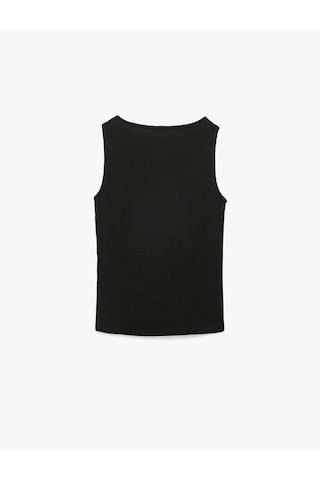 Koton Pamuklu Slim Fit Kolsuz Kayık Yaka Bluz Siyah 6sak10029ek Siyah