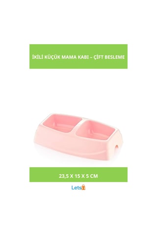İkili Küçük Mama Kabı 1. Sınıf Plastik 23,5x15x5 Cm Karışık Renkler