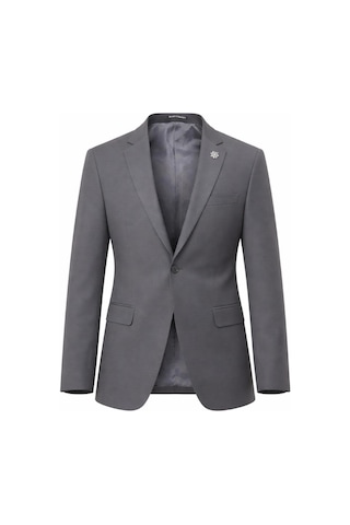 Plus Scorpion Erkek Mono Yaka Tek Düğmeli Çift Yırtmaçlı Blazer Ceket Premium Dokuma Kumaş, 8 Renk Gri