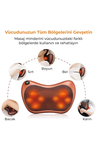 Shiatsu Boyun Ve Sırt Masaj Yastığı Isıtmalı 8 Döner Masaj Başlığı Ev, Ofis Ve Araç Kullanımı Araç Çakmak Girişli