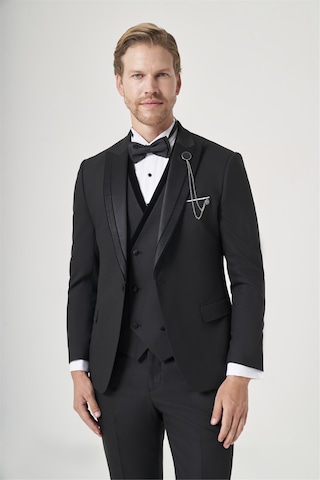 İmza Siyah 6 Drop Slim Fit Esnek Yelekli Damatlık 1001260388