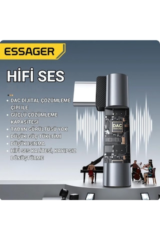 Essager L Tipi Type-c To 3.5mm Aux Dönüştürücü Type-c To 3.5mm Kulaklık Dönüştürücü Ses Dönüştürücü Kablo -