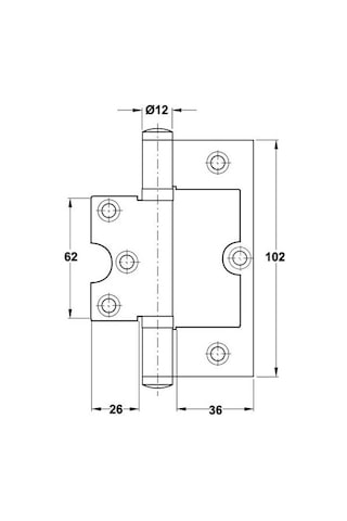 Hafele Kelebek Paslanmaz Çelik Menteşe 201 102x74x2.5mm