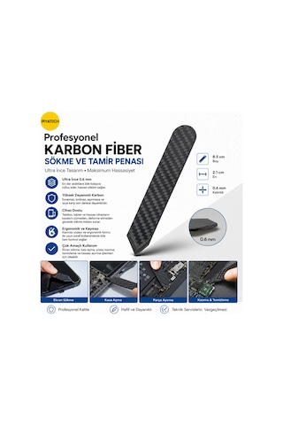 Karbon Fiber Telefon Ve Tablet Ekran Sökme Penası Tamir Kazıyıcı 8.5 X 2.1 Cm 0.6 Mm