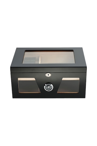 Falconetti Siyah 2 Katlı Camlı Humidor Puro Kutusu Rc21