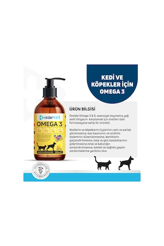 Onevet Omega 3 Kedi ve Köpekler İçin Deri ve Tüy Sağlığı Destekleyici Balık Yağı 250 Ml