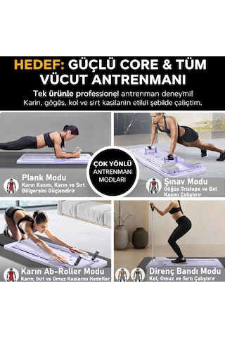 Profesyonel Çok Fonksiyonlu Katlanır Plank Ve Şınav Tahtası - Tüm Vücut Antrenman Seti Mor