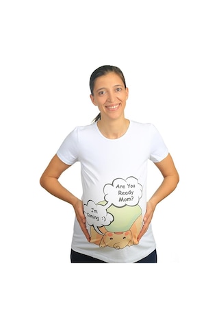 Mummy's Baby Hamile Tişört Are You Ready Beyaz 7716