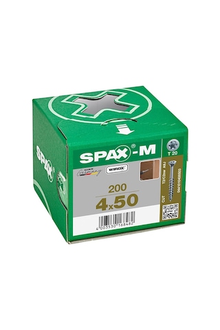 SPAX-M, 4 x 50 mm, 200 Adet, Yarım Dişli, Havşa Başlı,