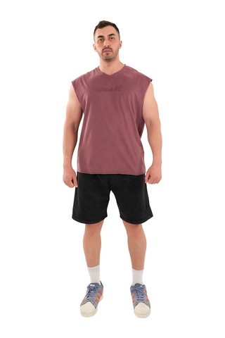 Kingsize Nutrition Kingsize Darksteel Antik Yıkamalı Kolsuz T-shirt Bordo Bordo