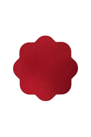 2 Adet Keçe Amerikan Servis-kolay Silinebilir Supla-33x33 Cm-sekizgen Çiçek Desenli Kırmızı