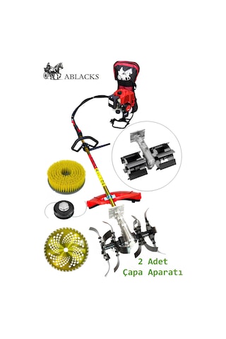 Ablacks C-52 Sırt Tırpan + Toprak Çapalama Aparatı 2 Adet Çapa + Halı Fırçası