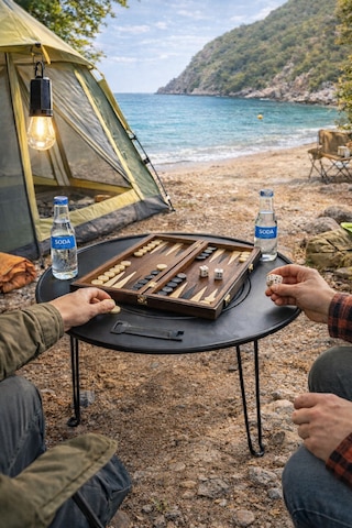 Katlanabilir Kamp Masası Izgaralı Mangal Özellikli Taşınabilir Outdoor Piknik Masa Siyah