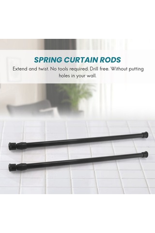 Adet Yaylı Perde Çubukları 16 İla 28 İnç Gerilim Çubuğu Yaylı Perde Çubuğu Siyah