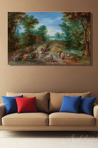 Kanvas Tablo Yatay Tekli Ev Kafe Ofis Jan Brueghel The Elder Gezgibli Orman Manzarası Tablosu 2956