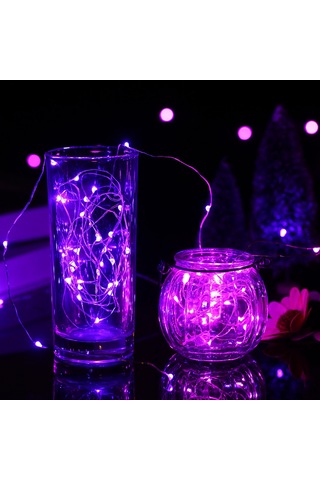 Geeksen 10 Metre Mor Işık 100 Led Lamba Süreci, 4.5v 6w Ip65 Su Geçirmez, Pil İle Çalışır, Romantik Ve Festival Atmosferi Oluşturur Mor