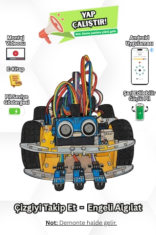 Arduino 4wd Robotik Araç Kiti - 4 Teker Robot Araba - Ble E-kitaplı Ve Videolu